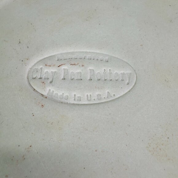 Clay Pen Pottery Beige Blue Pen Stripe Hand Crafted Creamic Bread Warming Bowl - Picture 9 of 15